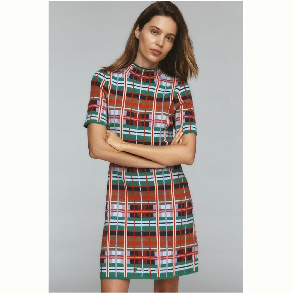 The Nina Short-Sleeve Mock-Neck Sweater Mini Dress